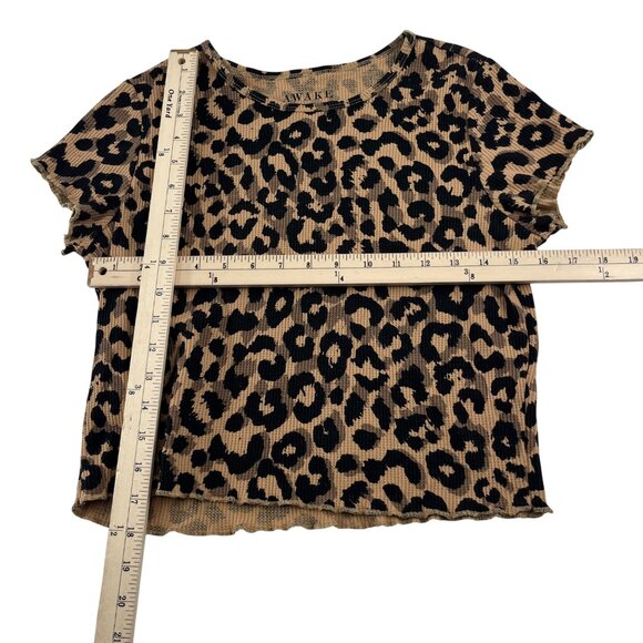 Awake Leopard Print Short Sleeve Top Large thermal - Picture 2 of 4